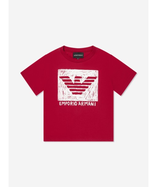 Emporio Armani Boys Logo T-Shirt In Red pas cher 