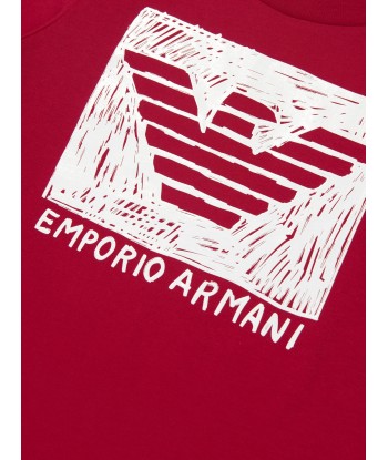 Emporio Armani Boys Logo T-Shirt In Red pas cher 