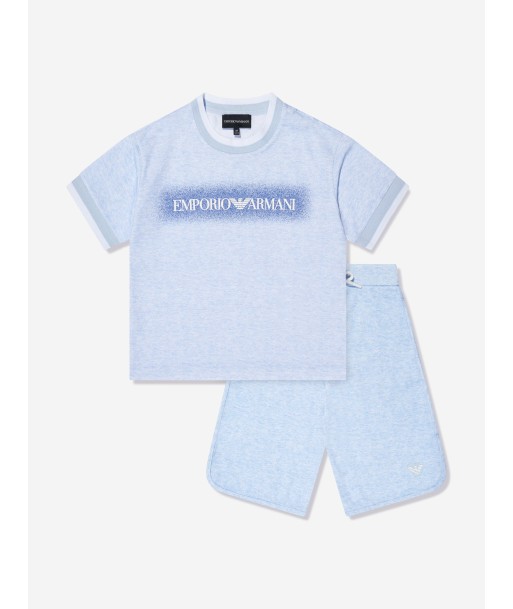 Emporio Armani Boys T-Shirt And Shorts Set In Blue sur le site 