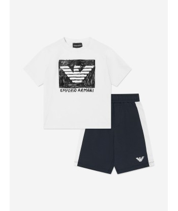 Emporio Armani Boys T-Shirt And Shorts Set In White hantent personnes