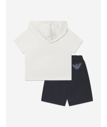 Emporio Armani Boys T-Shirt And Shorts Set In White ouvre sa boutique