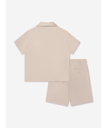 Emporio Armani Boys Linen Shirt And Shorts Set In Beige Découvrez la collection