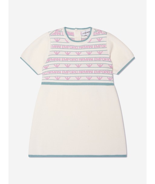 Emporio Armani Baby Girls Short Sleeve Logo Dress In White Les êtres humains sont 