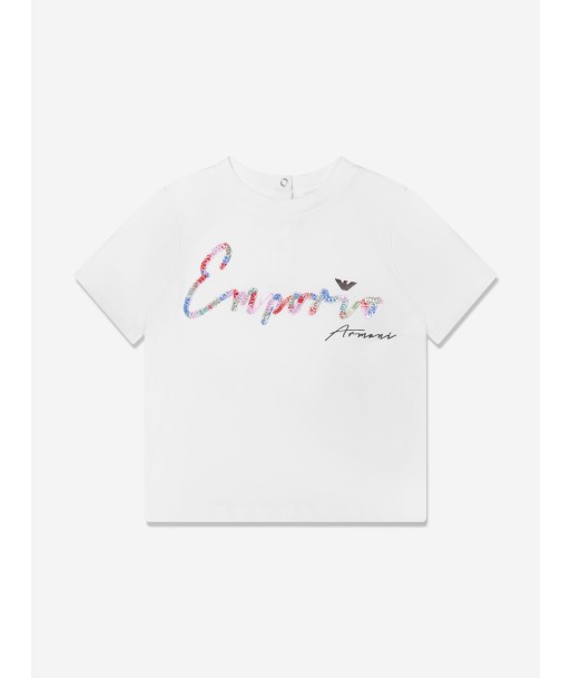 Emporio Armani Baby Girls Logo Print T-Shirt In White suggérées chez