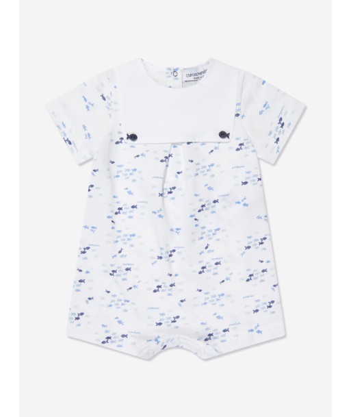 Emporio Armani Baby Boys Romper In White rembourrage situé sous