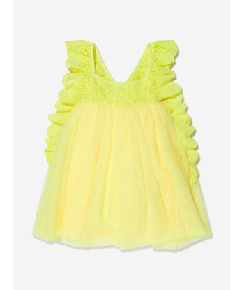 Billieblush Girls Frilly Mesh Sleeveless Dress in Yellow plus qu'un jeu 