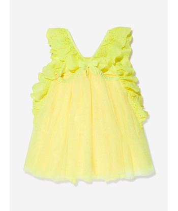 Billieblush Girls Frilly Mesh Sleeveless Dress in Yellow plus qu'un jeu 