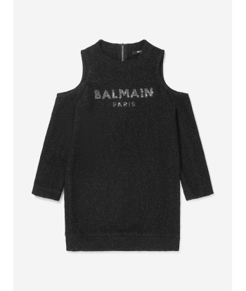 Balmain Girls Cold Shoulder Logo Sweater Dress Les magasins à Paris