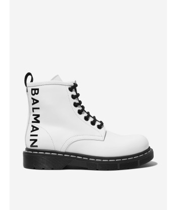 Balmain Kids Leather Lace Up Boots pas cheres