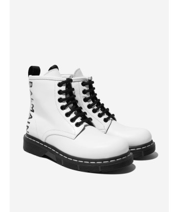 Balmain Kids Leather Lace Up Boots pas cheres