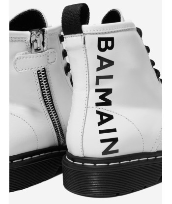 Balmain Kids Leather Lace Up Boots pas cheres