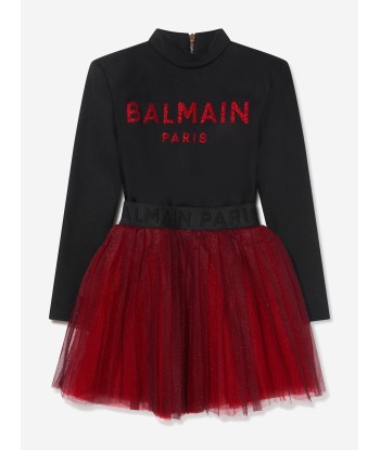 Balmain Girls Long Sleeve Tulle Skirt Dress Paris Déstockage Promo