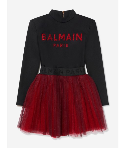 Balmain Girls Long Sleeve Tulle Skirt Dress Paris Déstockage Promo