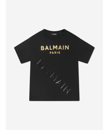 Balmain Boys Logo Print T-Shirt pas chere