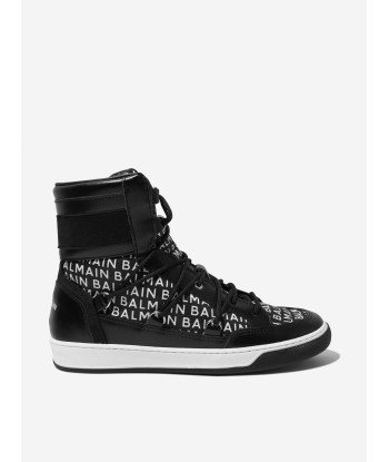 Balmain Kids Logo Print High Top Trainers JUSQU'A -70%! 