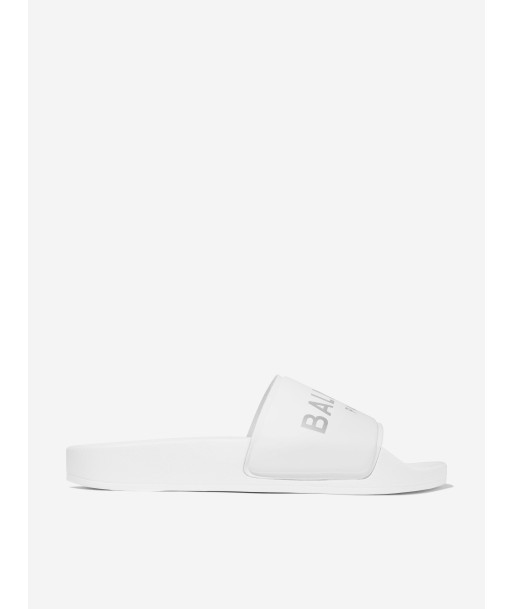 Balmain Kids Logo Sliders in White l'évolution des habitudes 