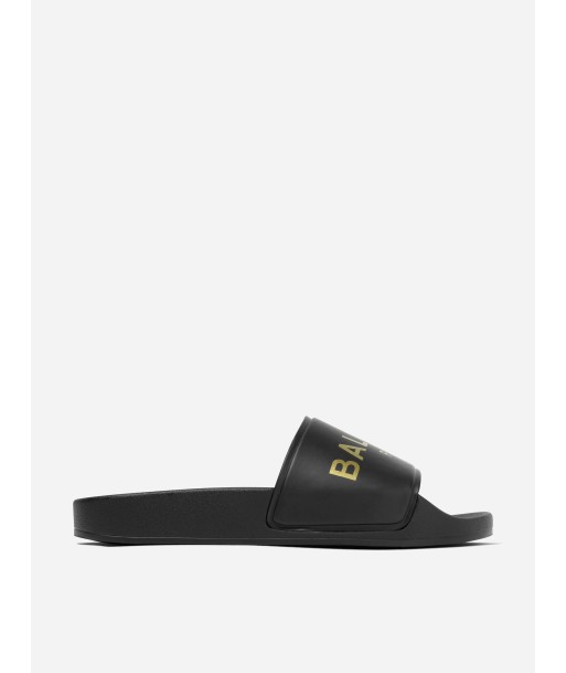 Balmain Kids Logo Sliders in Black de France