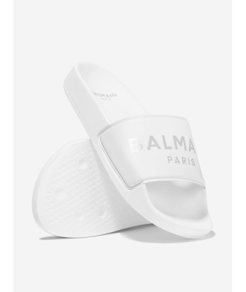 Balmain Kids Logo Sliders in White l'évolution des habitudes 