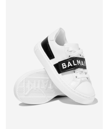 Balmain Boys Logo Trainers in White en stock