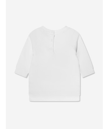 Balmain Baby Girls Logo Jersey Dress in White hantent personnes