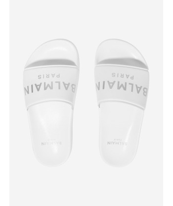 Balmain Kids Logo Sliders in White l'évolution des habitudes 