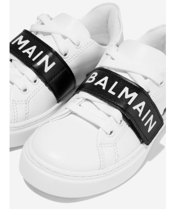 Balmain Boys Logo Trainers in White en stock