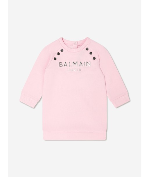 Balmain Baby Girls Logo Jersey Dress in Pink l'achat 