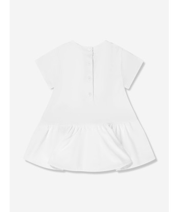 Balmain Baby Girls Logo Jersey Dress in White Livraison rapide