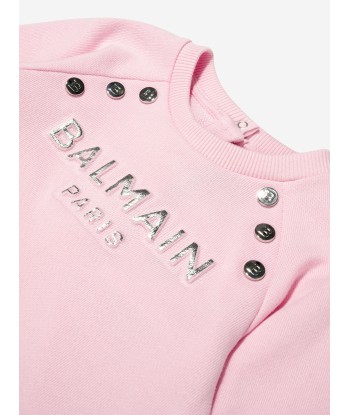 Balmain Baby Girls Logo Jersey Dress in Pink l'achat 