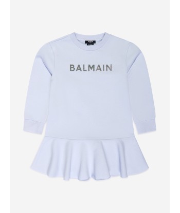 Balmain Girls Logo Jersey Dress in Grey plus qu'un jeu 