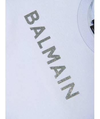 Balmain Girls Logo Jersey Dress in Grey plus qu'un jeu 