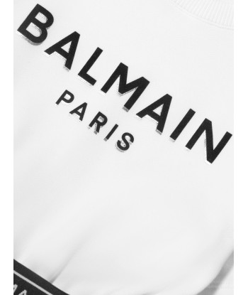 Balmain Girls Jersey And Tulle Logo Dress in White Par le système avancé 