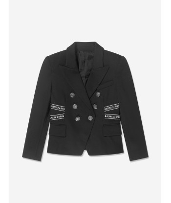 Balmain Girls Double Breasted Blazer in Black Paris Déstockage Promo