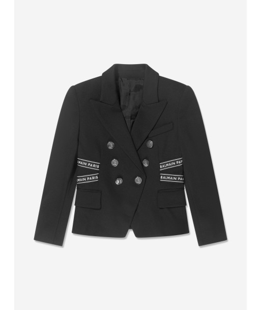 Balmain Girls Double Breasted Blazer in Black Paris Déstockage Promo