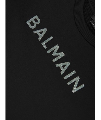 Balmain Girls Logo Jersey Dress in Black Découvrez la collection