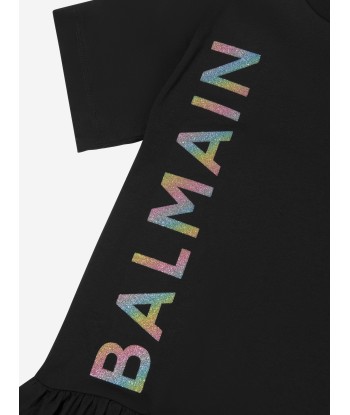 Balmain Girls Logo Jersey Dress in Black Jusqu'à 80% De Réduction