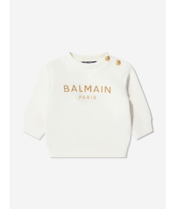 Balmain Baby Girls Logo Sweatshirt in Ivory 2024