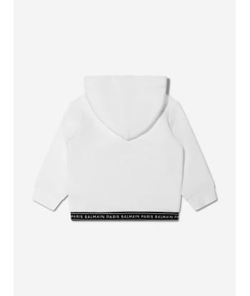 Balmain Baby Logo Zip Up Hoodie in White l'achat 