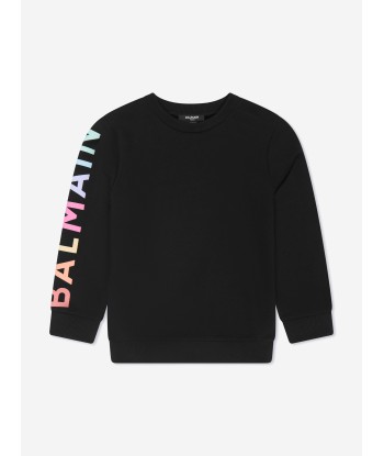 Balmain Kids Logo Sleeve Sweatshirt in Black Profitez des Offres !