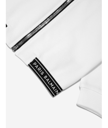 Balmain Baby Logo Zip Up Hoodie in White l'achat 