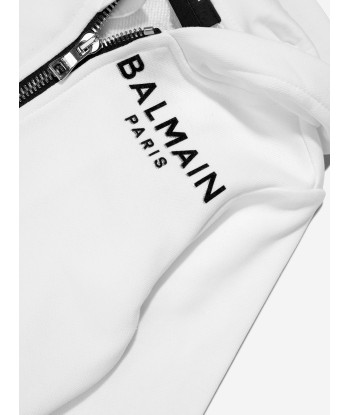 Balmain Baby Logo Zip Up Hoodie in White l'achat 