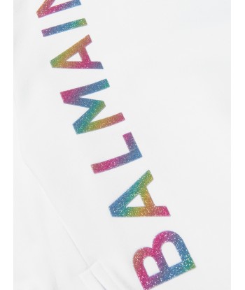 Balmain Girls Logo Sweatshirt in White pas cher 