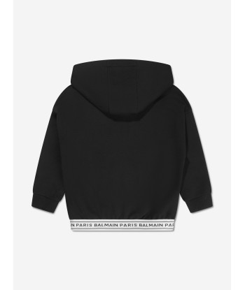 Balmain Kids Logo Zip Up Hoodie in Black Comment ça marche