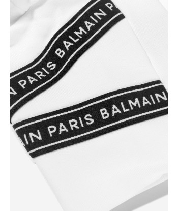 Balmain Girls Cropped Logo Hoodie in White l'évolution des habitudes 