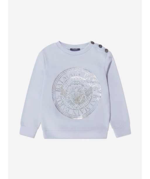 Balmain Boys Logo Print Sweatshirt in Grey livraison gratuite