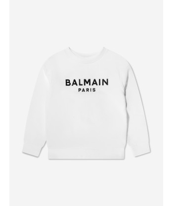 Balmain Boys Logo Sweatshirt in White l'évolution des habitudes 