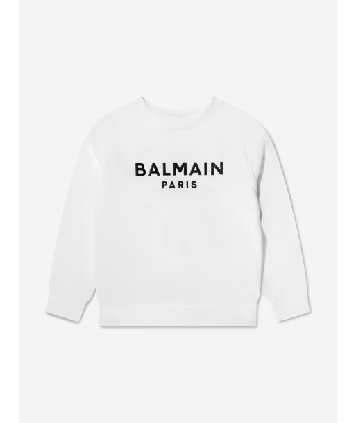 Balmain Boys Logo Sweatshirt in White l'évolution des habitudes 