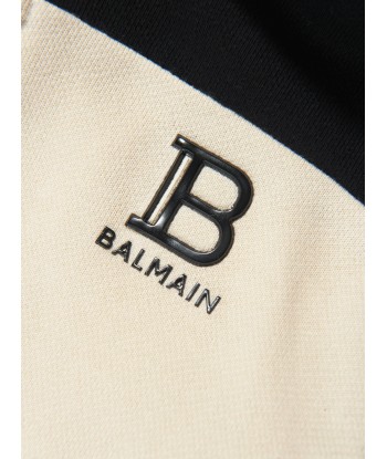 Balmain Kids Logo Zip Up Hoodie in Beige de l' environnement