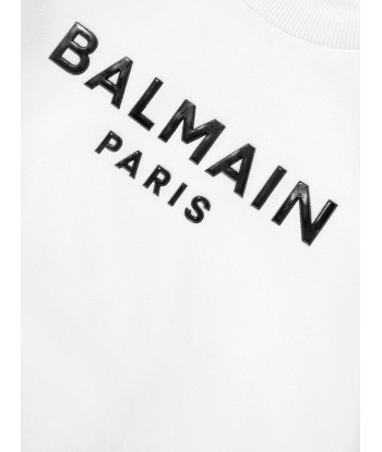 Balmain Boys Logo Sweatshirt in White l'évolution des habitudes 