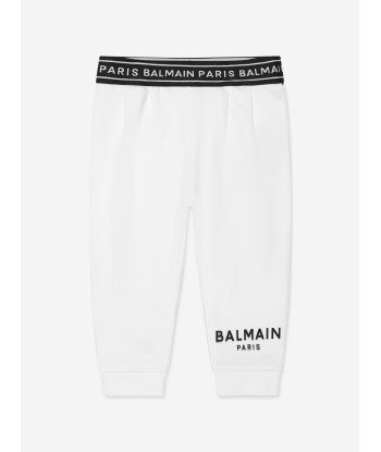 Balmain Baby Logo Joggers in White pas cher 